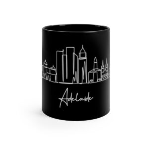 Adelaide City Skyline Black Mug 11oz Ceramic