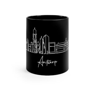 Antwerp City Skyline Black Mug 11oz Ceramic