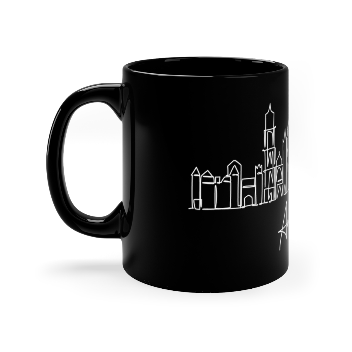 Antwerp City Skyline Black Mug 11oz Ceramic - Image 2