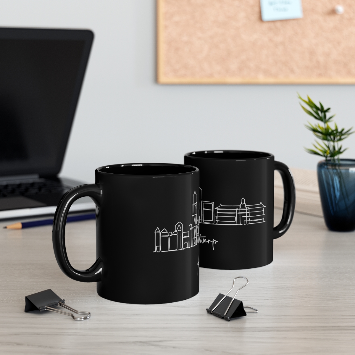 Antwerp City Skyline Black Mug 11oz Ceramic - Image 5