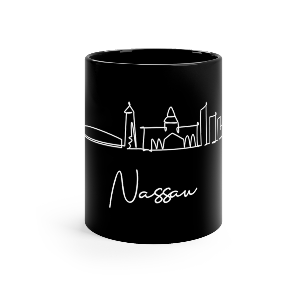 Nassau City Skyline Bahamas Black Mug 11oz Ceramic