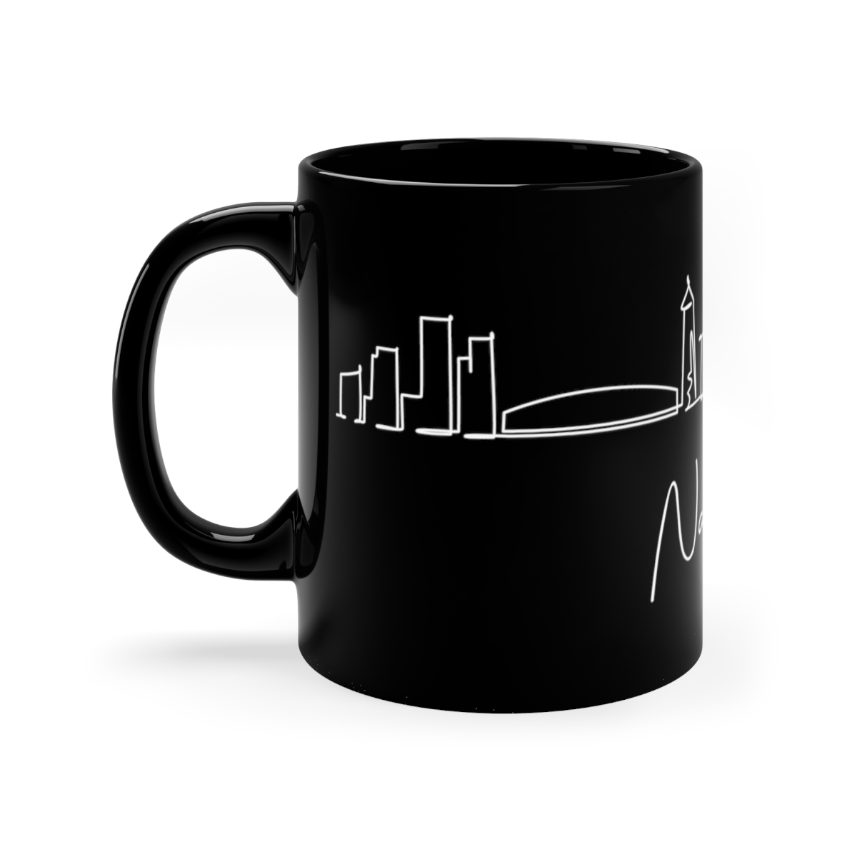 Nassau City Skyline Bahamas Black Mug 11oz Ceramic - Image 2