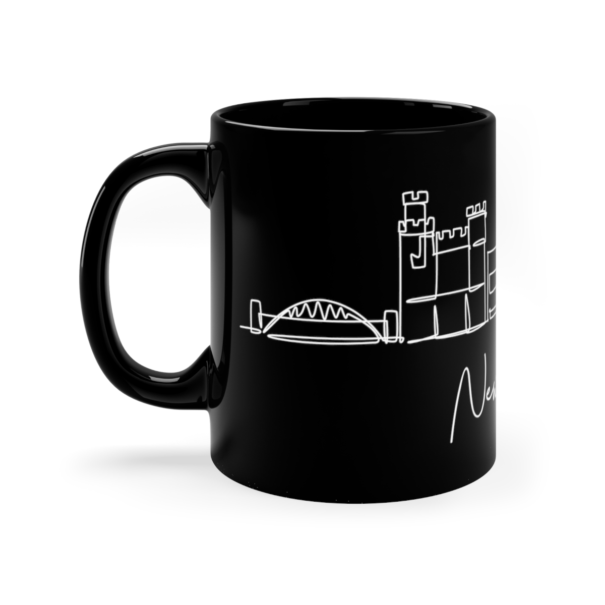 Newcastle City Skyline Black Mug 11oz Ceramic - Image 2