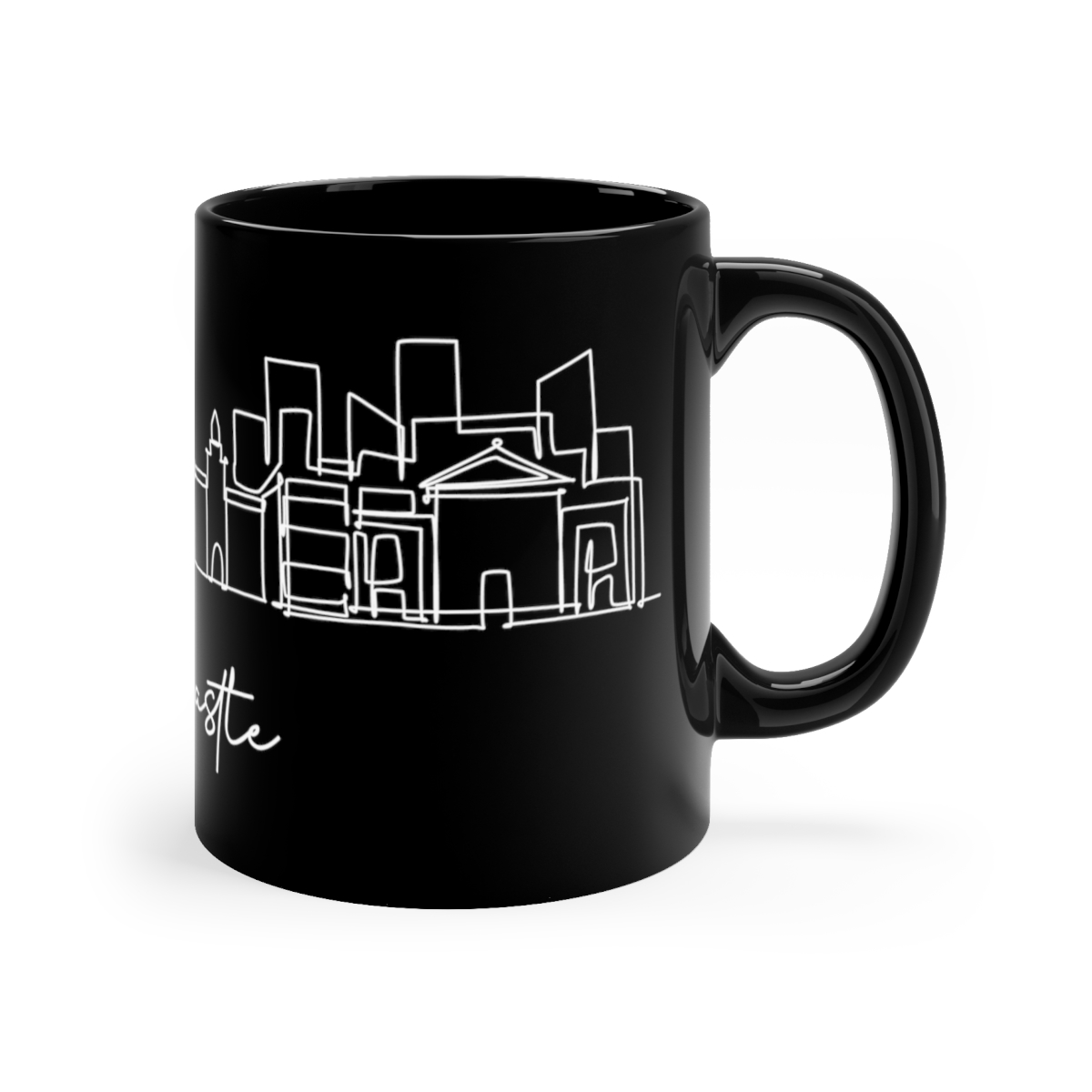 Newcastle City Skyline Black Mug 11oz Ceramic - Image 3