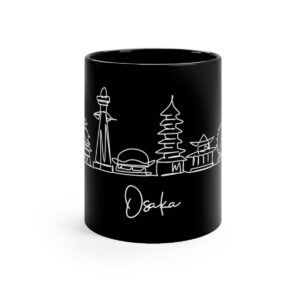 Osaka City Skyline Japan Black Mug 11oz Ceramic