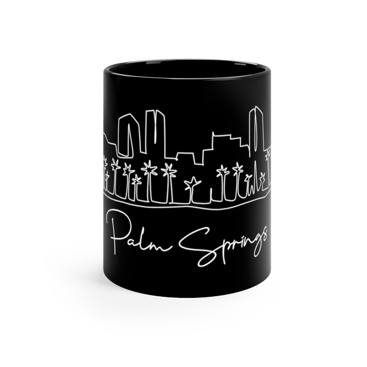 Palm Springs City Skyline Black Mug 11oz Ceramic