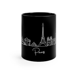 Paris City Skyline Black Mug 11oz Ceramic