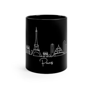 Paris City Skyline France Black Mug 11oz Ceramic