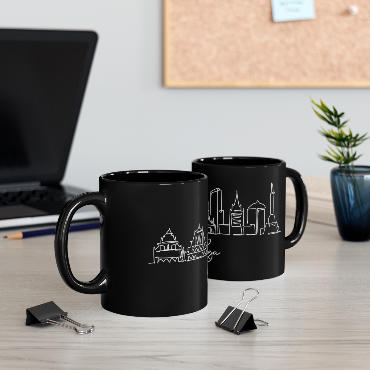 Riga City Skyline Latvia Black Mug 11oz Ceramic - Image 5