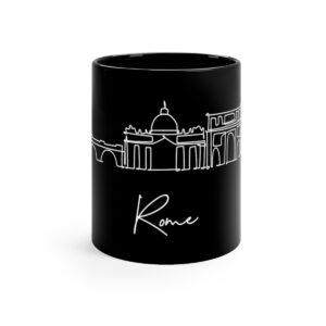 Rome City Skyline Italy Black Mug 11oz Ceramic