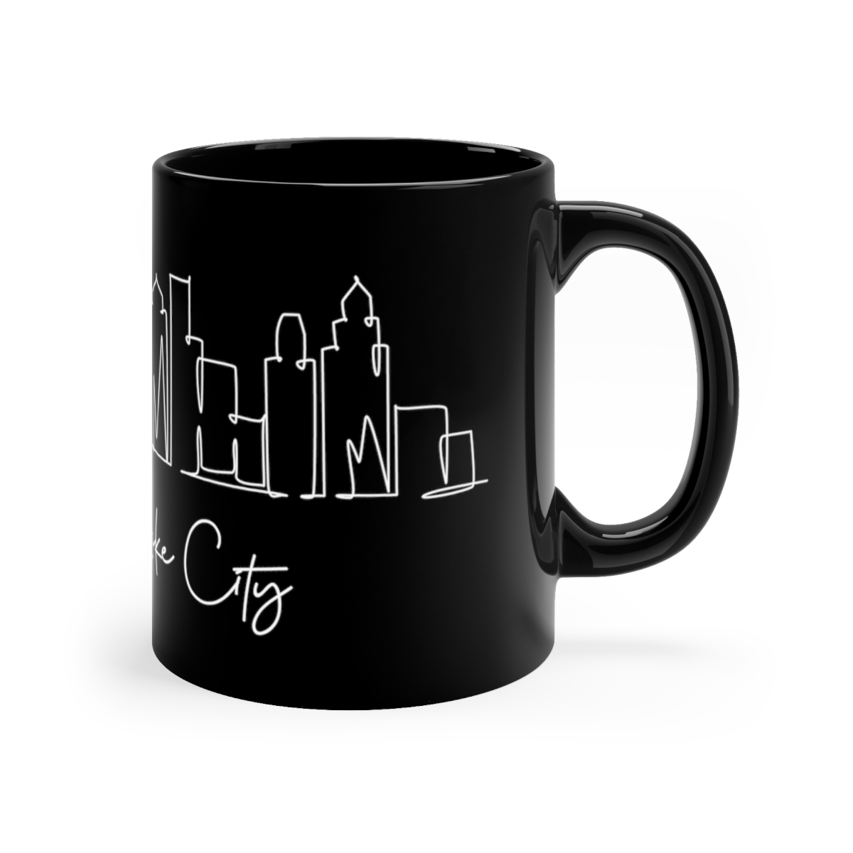 Salt Lake City Skyline Utah Black Mug 11oz Ceramic - Image 3