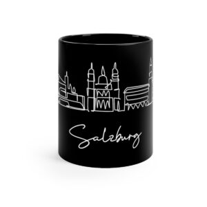 Salzburg City Skyline Black Mug 11oz Ceramic