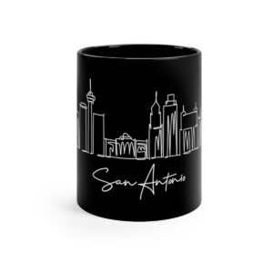 San Antonio City Skyline Black Mug 11oz Ceramic