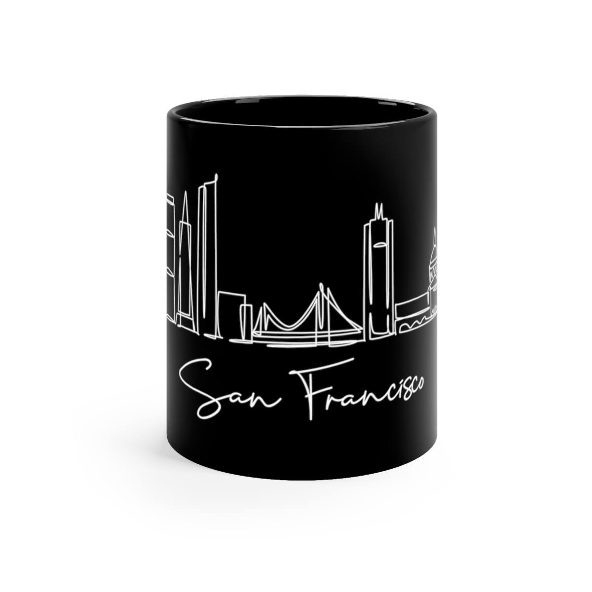 San Francisco City Skyline Black Mug 11oz Ceramic
