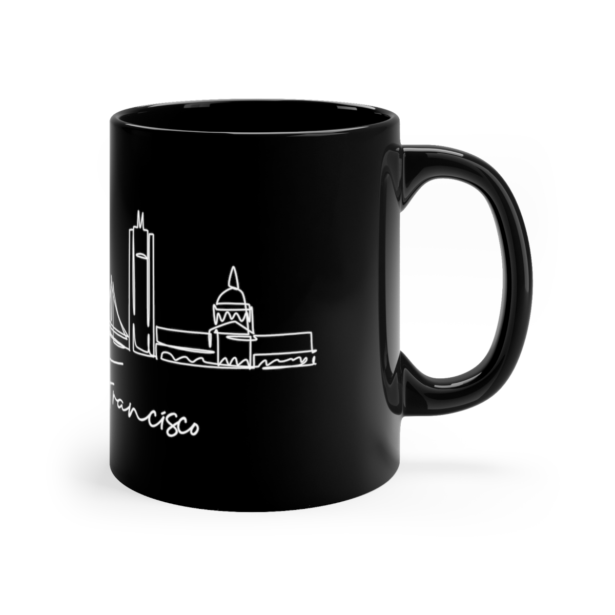 San Francisco City Skyline Black Mug 11oz Ceramic - Image 3