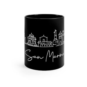 San Marino City Skyline Black Mug 11oz Ceramic