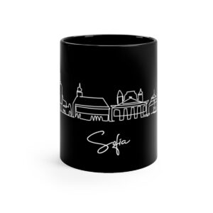 Sofia City Skyline Bulgaria Black Mug 11oz Ceramic