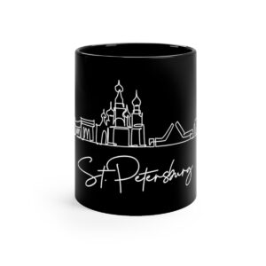 St Petersburg City Skyline Black Mug 11oz Ceramic