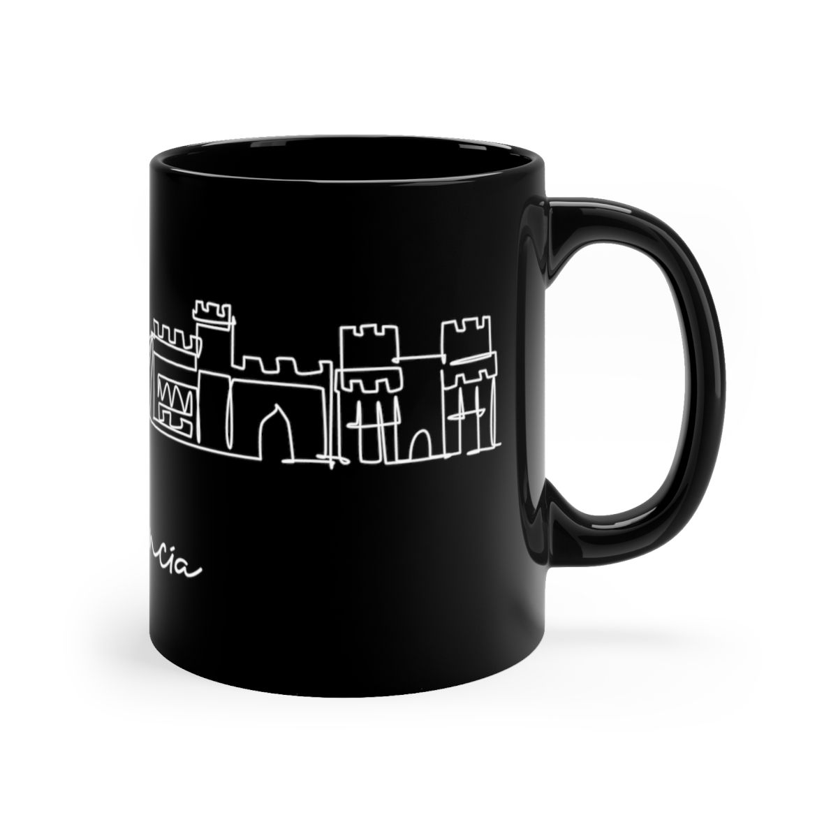 Valencia City Skyline Black Mug 11oz Ceramic - Image 3