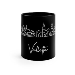 Valletta City Skyline Malta Black Mug 11oz Ceramic