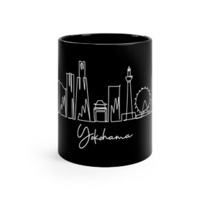 Yokohama City Skyline Japan Black Mug 11oz Ceramic