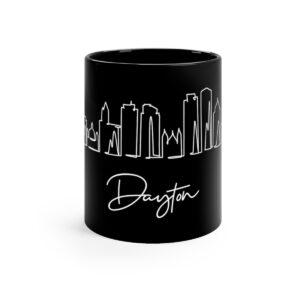 Dayton City Skyline Ohio Black Mug 11oz Ceramic