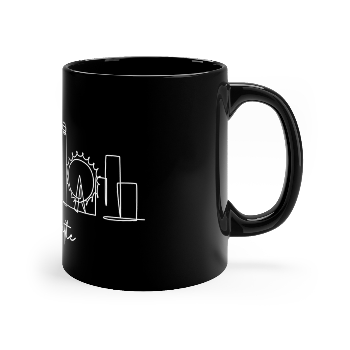 Seattle City Skyline Black Mug 11oz Ceramic - Image 3