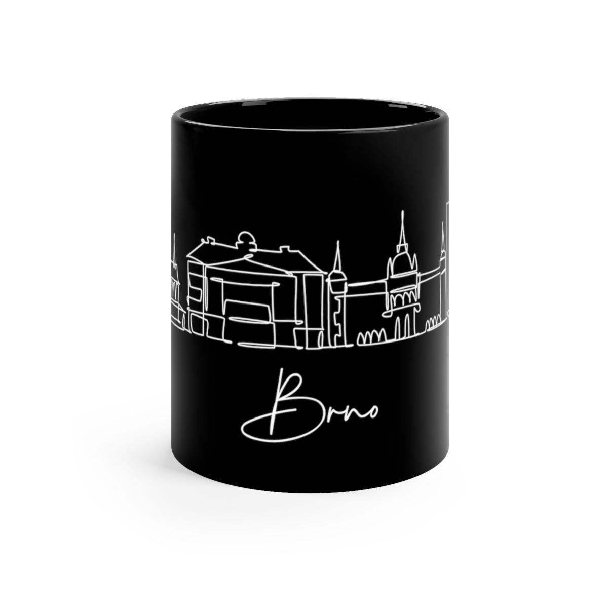 Brno City Skyline Czech Republic Black Mug 11oz Ceramic