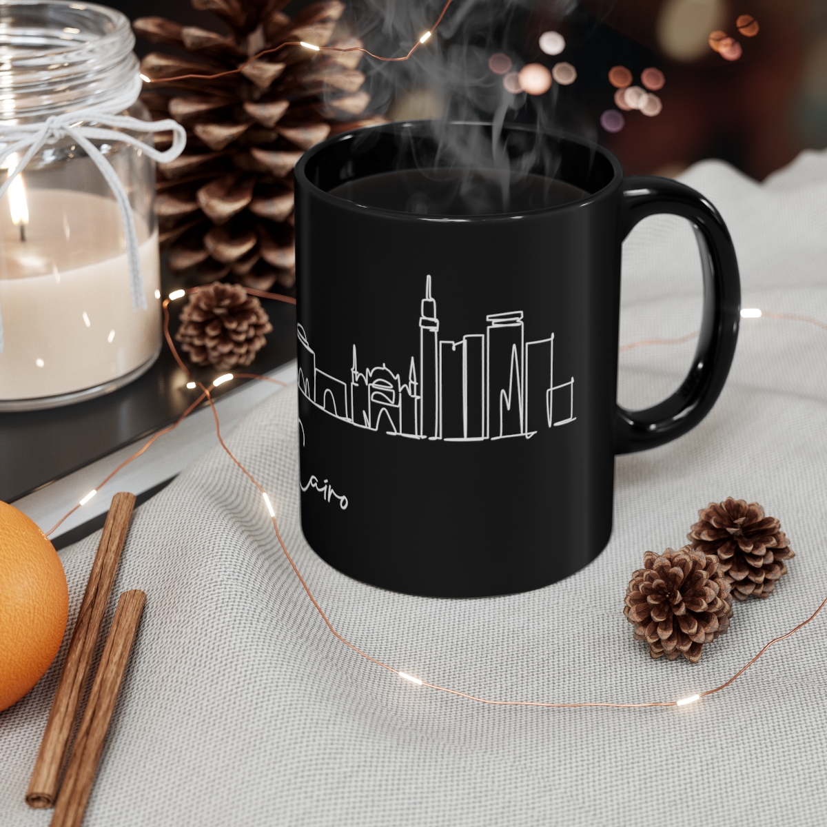 Cairo City Skyline Egypt Black Mug 11oz Ceramic - Image 4