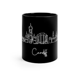 Cardiff City Skyline Wales Black Mug 11oz Ceramic