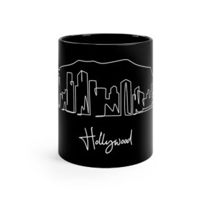 Hollywood Los Angeles City Skyline Black Mug 11oz Ceramic