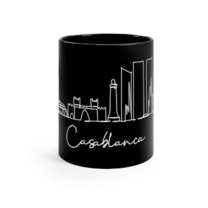 Casablanca City Skyline Black Mug 11oz Ceramic