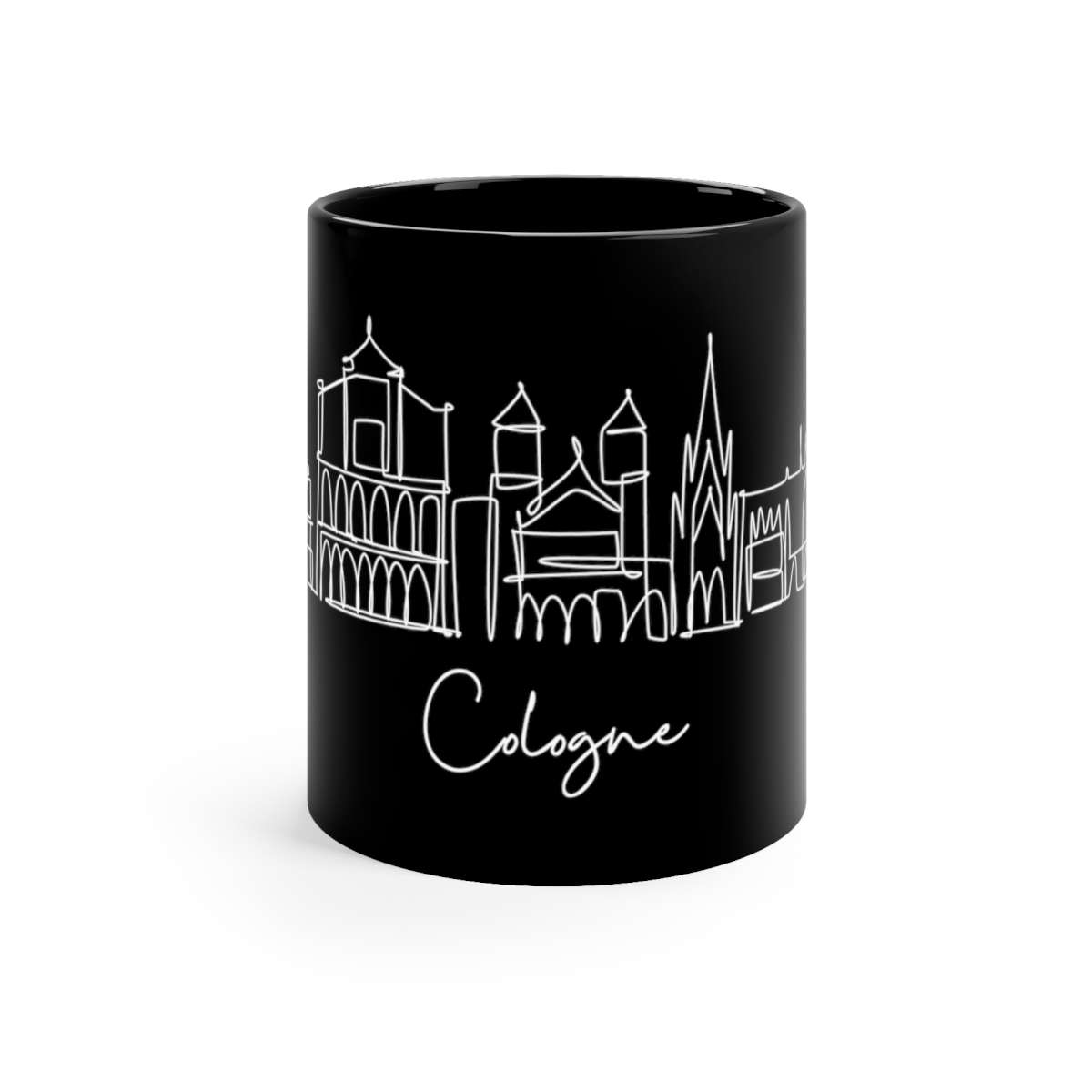 Cologne City Skyline Black Mug 11oz Ceramic