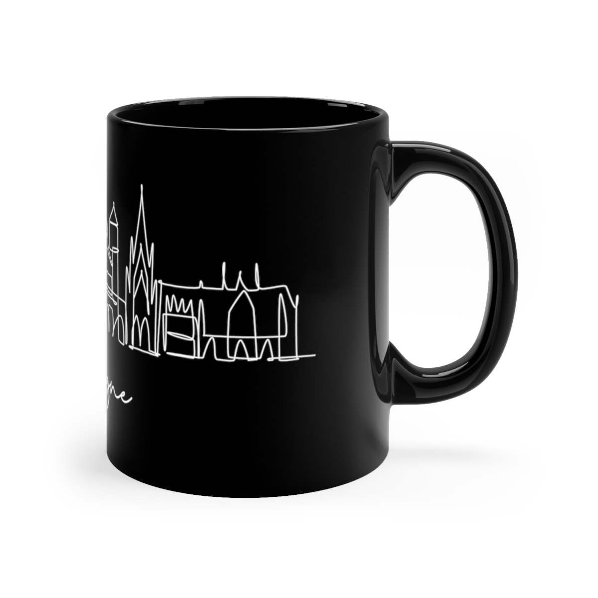 Cologne City Skyline Black Mug 11oz Ceramic - Image 3