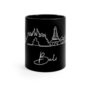 Bali City Skyline Black Mug 11oz Ceramic