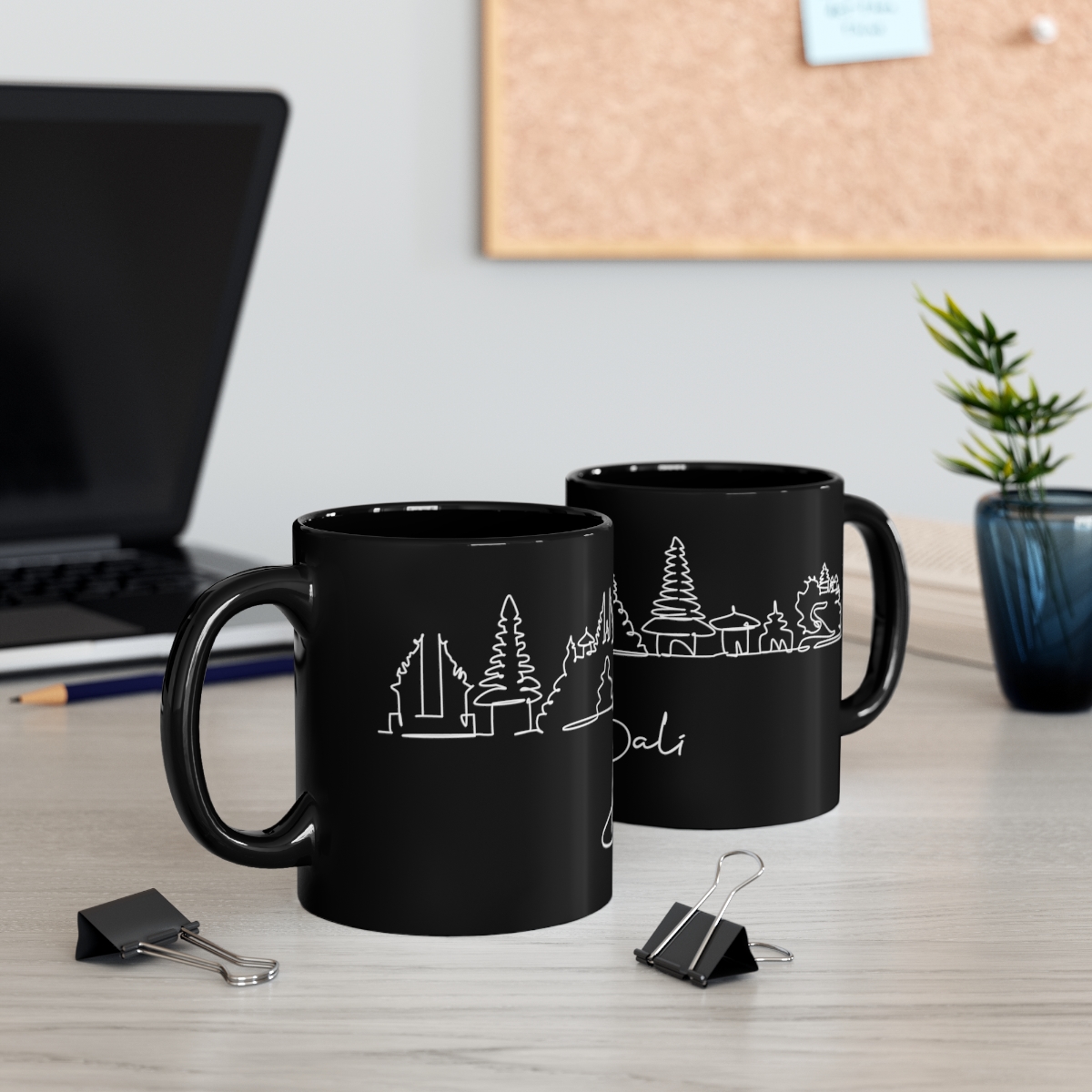 Bali City Skyline Black Mug 11oz Ceramic - Image 5