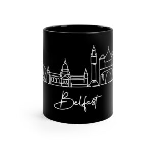 Belfast City Skyline Black Mug 11oz Ceramic