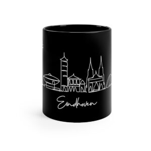 Eindhoven City Skyline Black Mug 11oz Ceramic