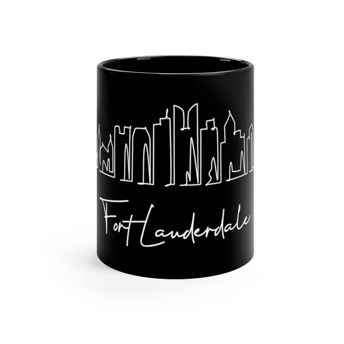 Fort Lauderdale City Skyline 1 Black Mug 11oz Ceramic