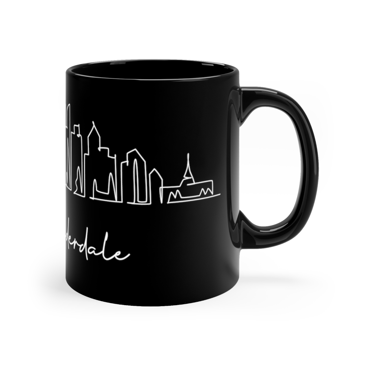 Fort Lauderdale City Skyline 1 Black Mug 11oz Ceramic - Image 3
