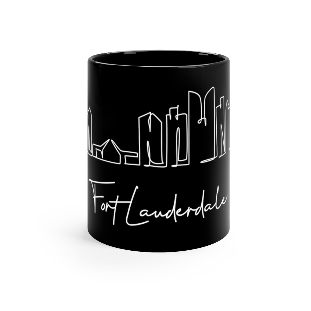 Fort Lauderdale City Skyline 2 Black Mug 11oz Ceramic
