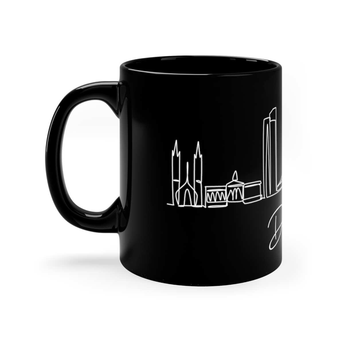 Dallas City Skyline Black Mug 11oz Ceramic - Image 2