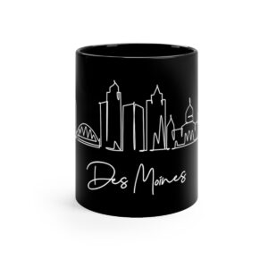 Des Moines City Skyline Black Mug 11oz Ceramic