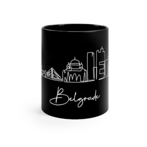 Belgrade City Skyline Serbia Black Mug 11oz Ceramic