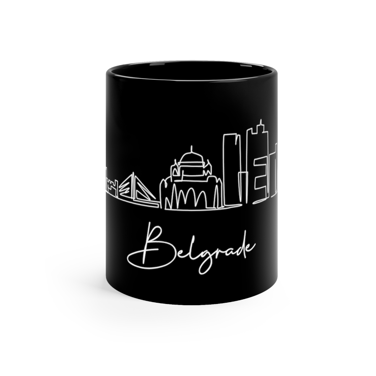 Belgrade City Skyline Serbia Black Mug 11oz Ceramic