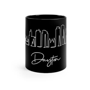 Dayton City Skyline Black Mug 11oz Ceramic