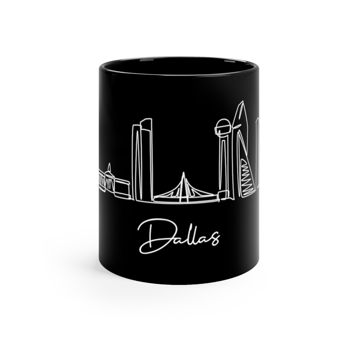 Dallas City Skyline Black Mug 11oz Ceramic