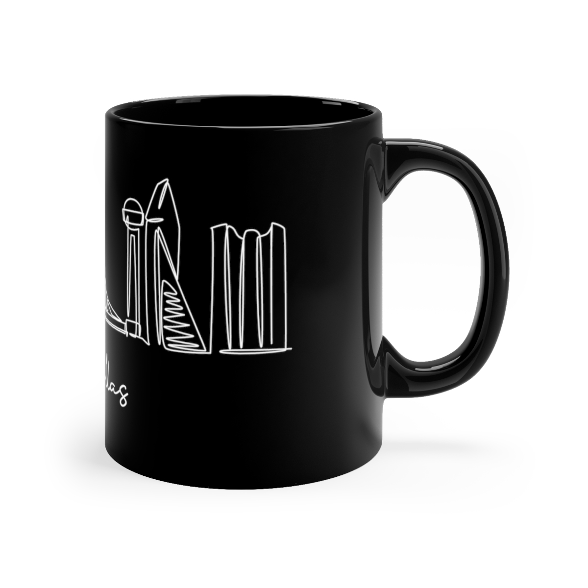 Dallas City Skyline Black Mug 11oz Ceramic - Image 3