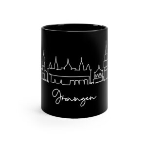 Groningen City Skyline Black Mug 11oz Ceramic