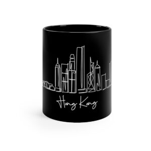 Hong Kong City Skyline Black Mug 11oz Ceramic